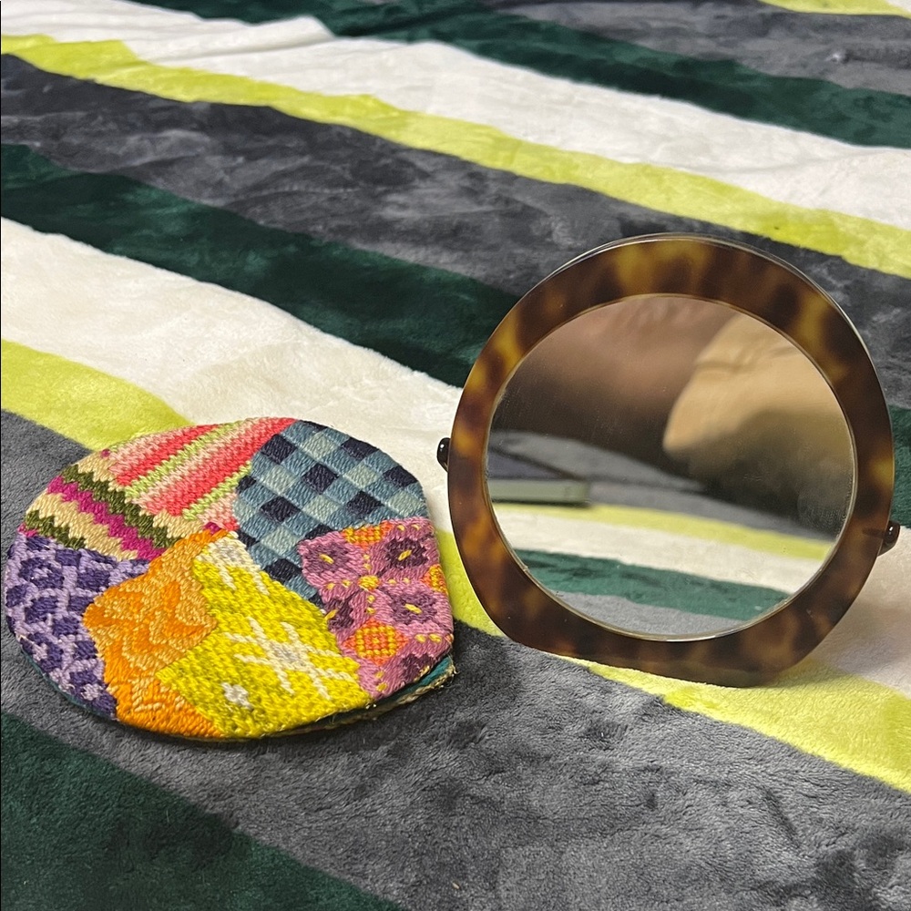 Rare MACHETE Classic Tortoise Circle Mirror 5” with Custom Patchwork Case